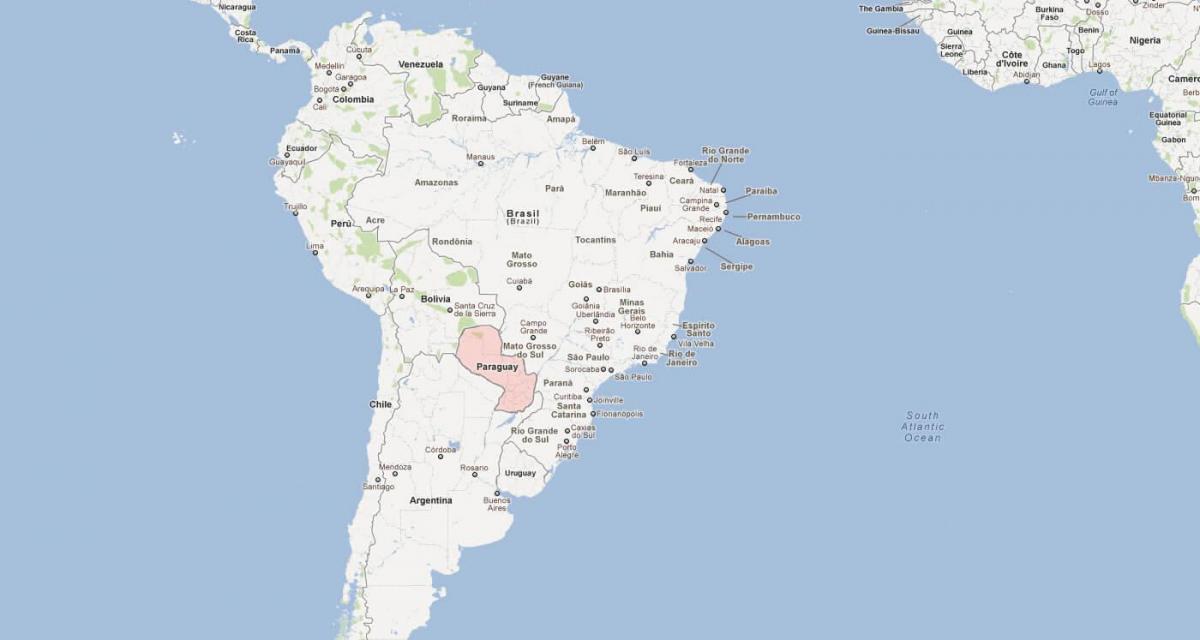 Peta Paraguay amerika selatan
